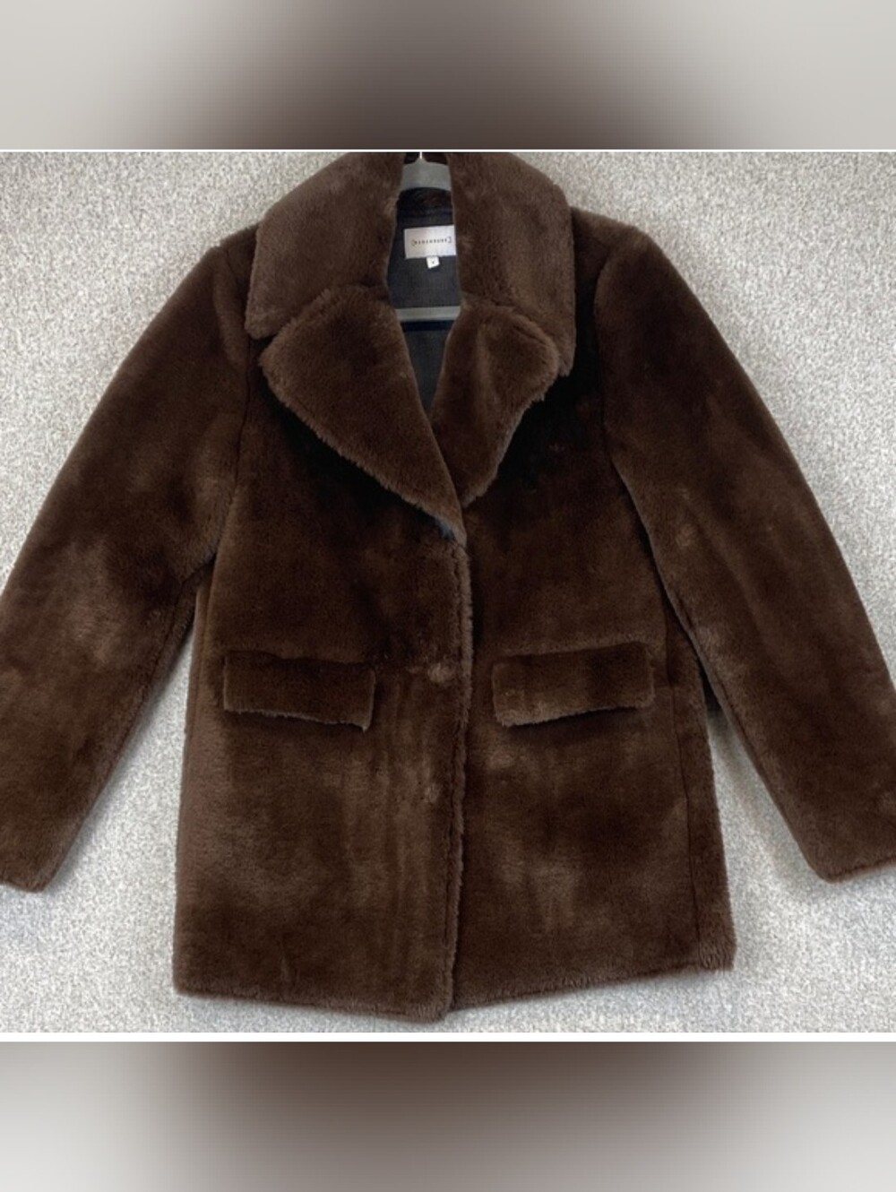 Warehouse Women's Chocolate Brown Faux Fur Coat, US Size 4